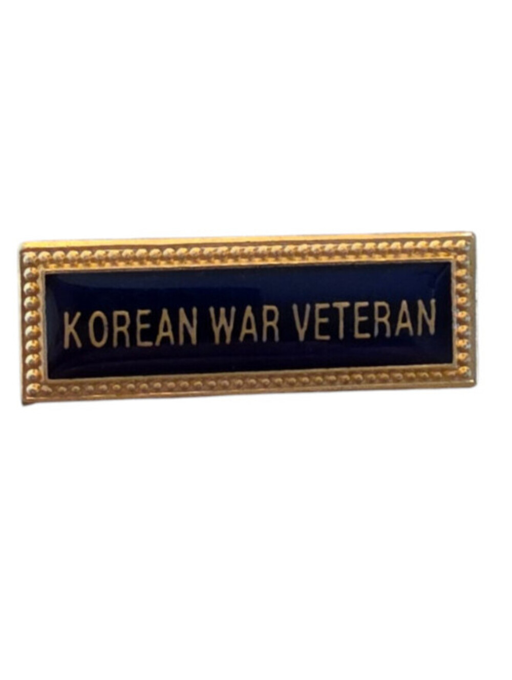 Korean War Veteran lapel pin gold lettering on a dark blue enamel back